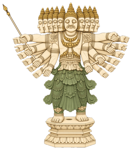 Illustration of King Ravana, the legendary king of Lanka